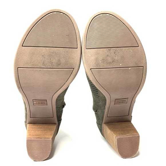 Toms MAJORCA Olive Suede Side Zip Ankle Boot Open - Picture 6 of 8